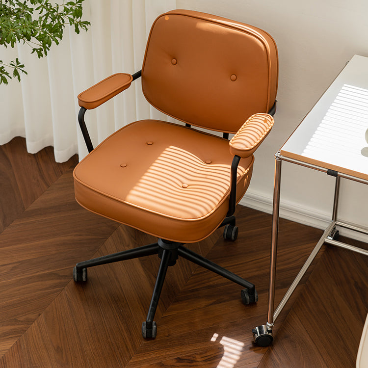 Padded Arms Desk Chair Modern No Distressing Leather Ergonomic Chair with Wheels Clearhalo 'furn' 'furn_office_chair' 'Furniture' 'Office Chairs' 'Office Furniture' 'office_chair' 6876269