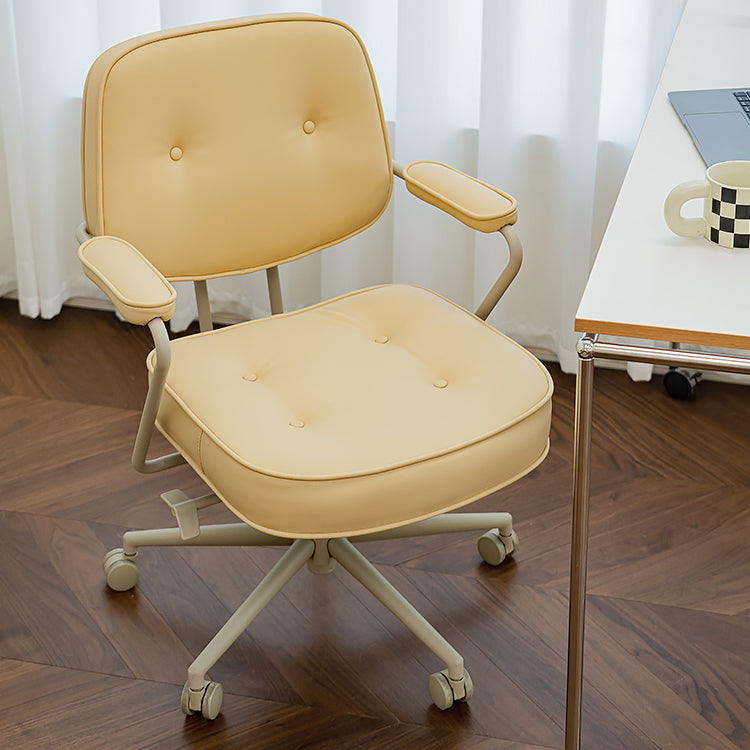 Padded Arms Desk Chair Modern No Distressing Leather Ergonomic Chair with Wheels Clearhalo 'furn' 'furn_office_chair' 'Furniture' 'Office Chairs' 'Office Furniture' 'office_chair' 6876270