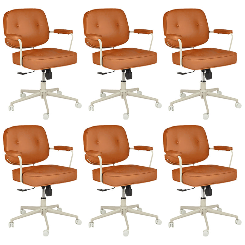 Padded Arms Desk Chair Modern No Distressing Leather Ergonomic Chair with Wheels Orange 6 Piece Set Gray Clearhalo 'furn' 'furn_office_chair' 'Furniture' 'Office Chairs' 'Office Furniture' 'office_chair' 6876271