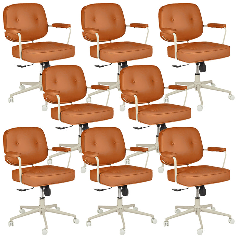 Padded Arms Desk Chair Modern No Distressing Leather Ergonomic Chair with Wheels Orange 8 Piece Set Gray Clearhalo 'furn' 'furn_office_chair' 'Furniture' 'Office Chairs' 'Office Furniture' 'office_chair' 6876273