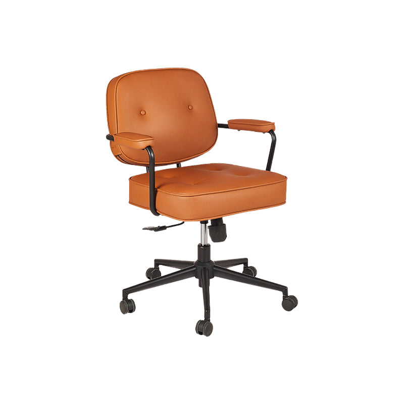 Padded Arms Desk Chair Modern No Distressing Leather Ergonomic Chair with Wheels Orange 1 Piece Black Clearhalo 'furn' 'furn_office_chair' 'Furniture' 'Office Chairs' 'Office Furniture' 'office_chair' 6876274