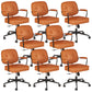 Padded Arms Desk Chair Modern No Distressing Leather Ergonomic Chair with Wheels Orange 8 Piece Set Black Clearhalo 'furn' 'furn_office_chair' 'Furniture' 'Office Chairs' 'Office Furniture' 'office_chair' 6876281