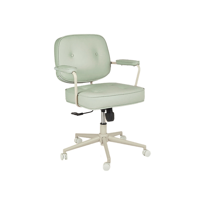 Padded Arms Desk Chair Modern No Distressing Leather Ergonomic Chair with Wheels Green 1 Piece Gray Clearhalo 'furn' 'furn_office_chair' 'Furniture' 'Office Chairs' 'Office Furniture' 'office_chair' 6876286