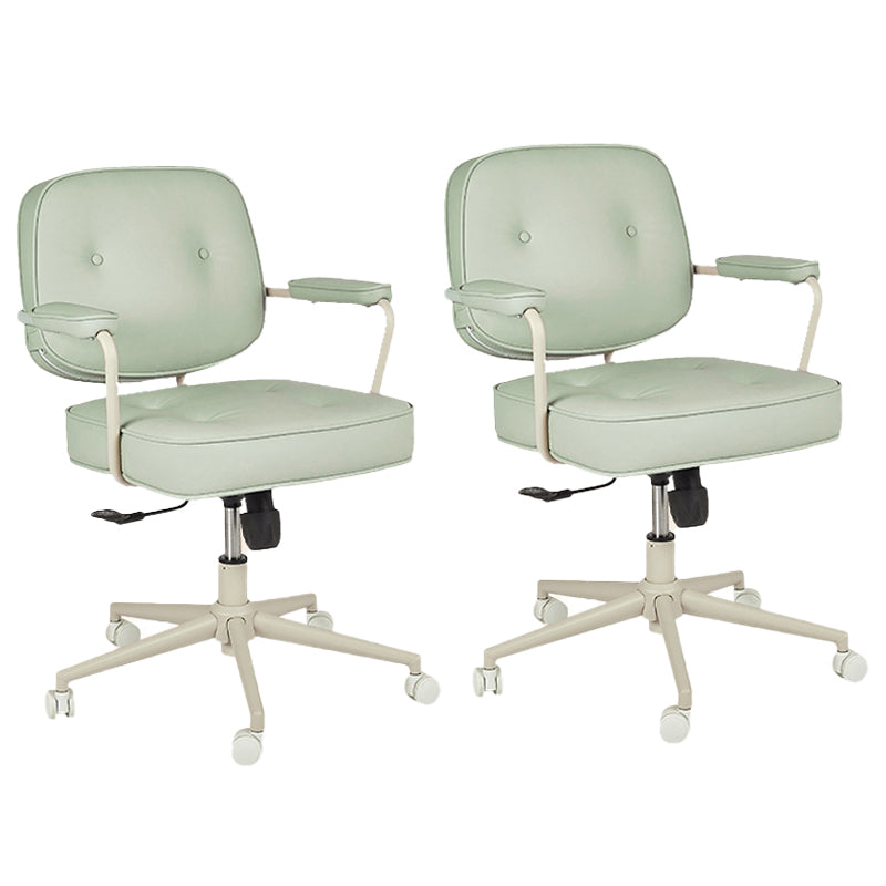 Padded Arms Desk Chair Modern No Distressing Leather Ergonomic Chair with Wheels Green 2 Piece Set Gray Clearhalo 'furn' 'furn_office_chair' 'Furniture' 'Office Chairs' 'Office Furniture' 'office_chair' 6876287