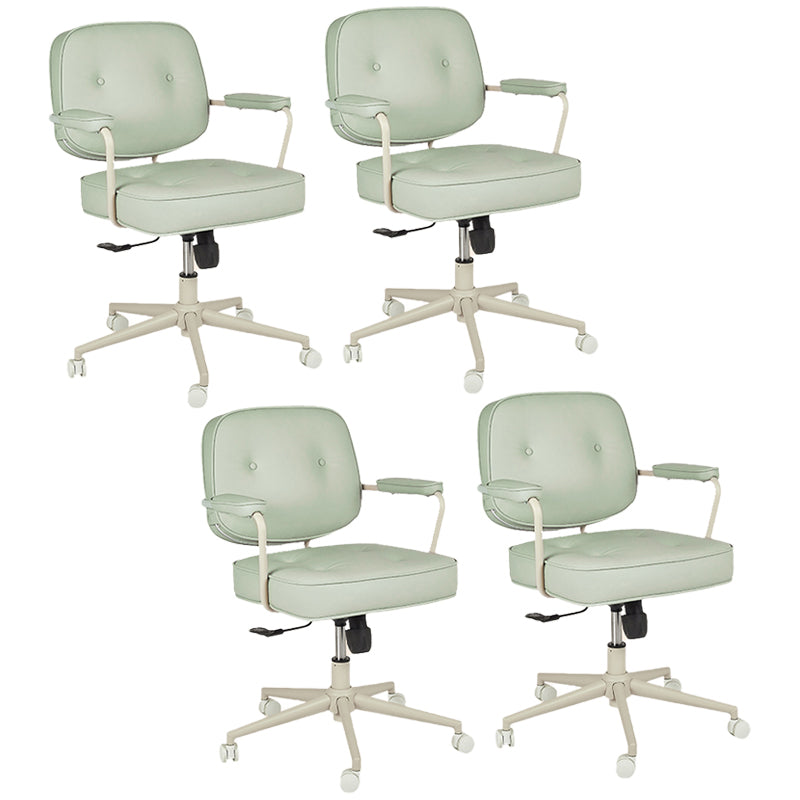 Padded Arms Desk Chair Modern No Distressing Leather Ergonomic Chair with Wheels Green 4 Piece Set Gray Clearhalo 'furn' 'furn_office_chair' 'Furniture' 'Office Chairs' 'Office Furniture' 'office_chair' 6876288