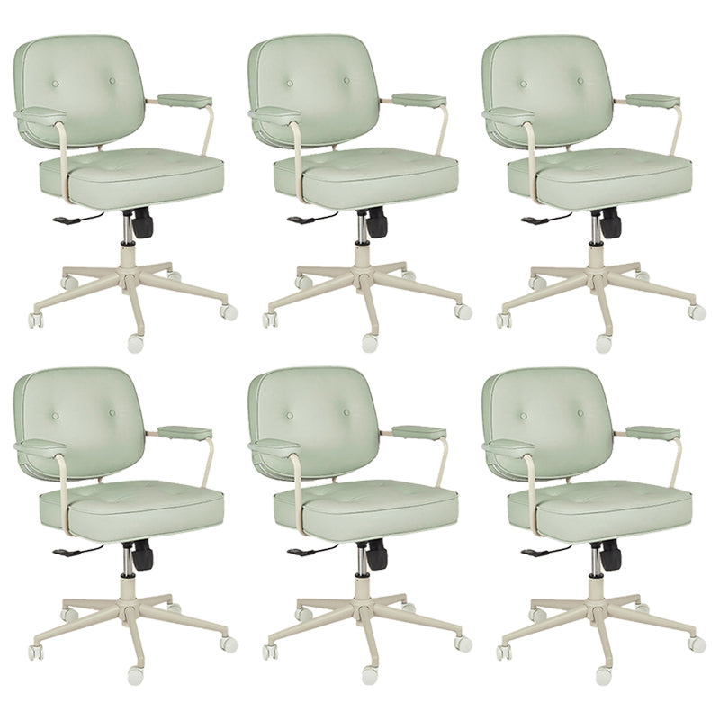 Padded Arms Desk Chair Modern No Distressing Leather Ergonomic Chair with Wheels Green 6 Piece Set Gray Clearhalo 'furn' 'furn_office_chair' 'Furniture' 'Office Chairs' 'Office Furniture' 'office_chair' 6876289