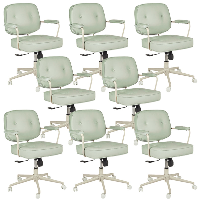Padded Arms Desk Chair Modern No Distressing Leather Ergonomic Chair with Wheels Green 8 Piece Set Gray Clearhalo 'furn' 'furn_office_chair' 'Furniture' 'Office Chairs' 'Office Furniture' 'office_chair' 6876290