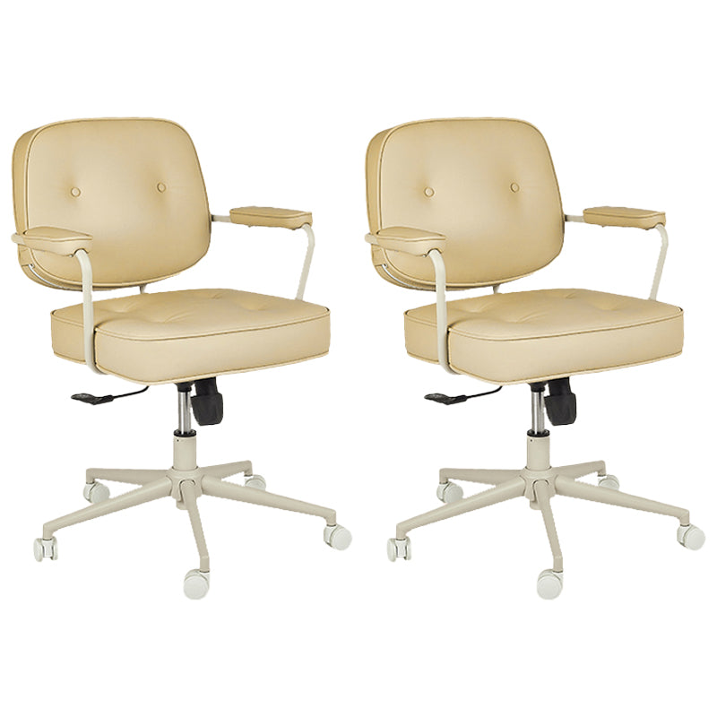 Padded Arms Desk Chair Modern No Distressing Leather Ergonomic Chair with Wheels Yellow 2 Piece Set Gray Clearhalo 'furn' 'furn_office_chair' 'Furniture' 'Office Chairs' 'Office Furniture' 'office_chair' 6876292