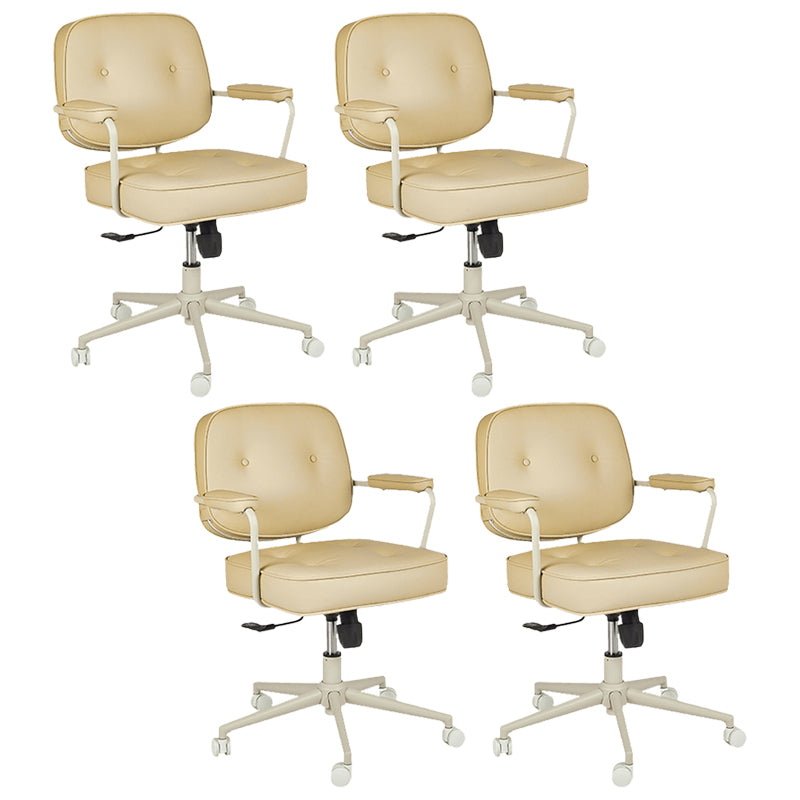Padded Arms Desk Chair Modern No Distressing Leather Ergonomic Chair with Wheels Yellow 4 Piece Set Gray Clearhalo 'furn' 'furn_office_chair' 'Furniture' 'Office Chairs' 'Office Furniture' 'office_chair' 6876293