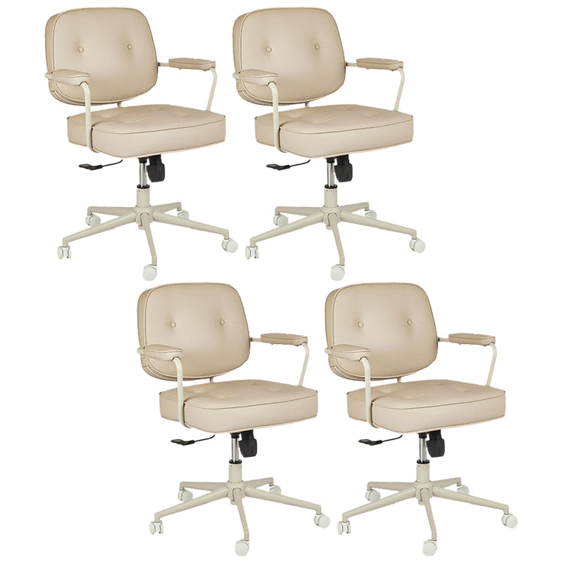 Padded Arms Desk Chair Modern No Distressing Leather Ergonomic Chair with Wheels Off-White 4 Piece Set Gray Clearhalo 'furn' 'furn_office_chair' 'Furniture' 'Office Chairs' 'Office Furniture' 'office_chair' 6876301