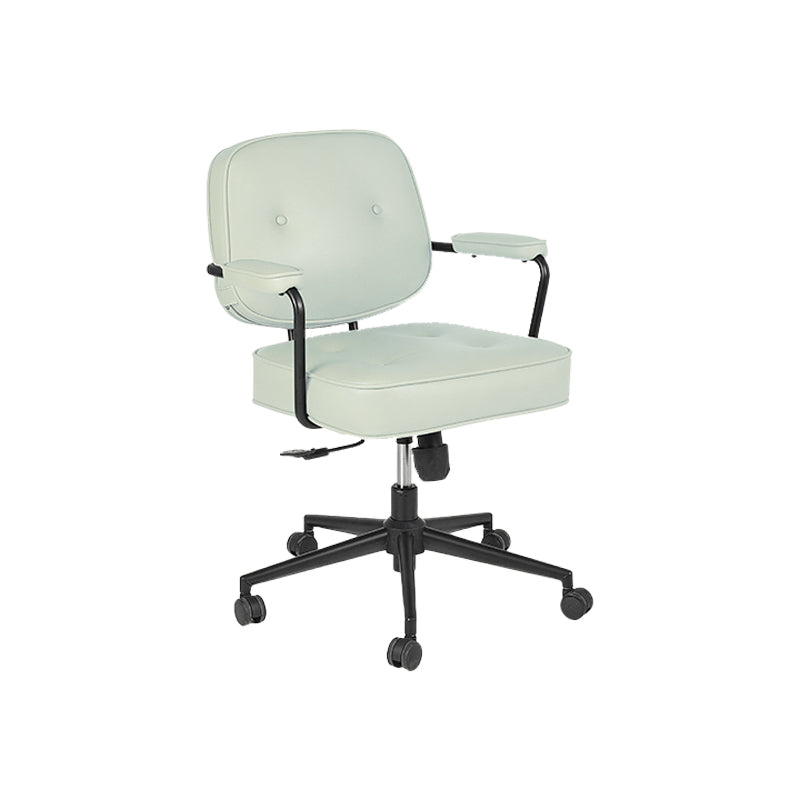 Padded Arms Desk Chair Modern No Distressing Leather Ergonomic Chair with Wheels Green 1 Piece Black Clearhalo 'furn' 'furn_office_chair' 'Furniture' 'Office Chairs' 'Office Furniture' 'office_chair' 6876304