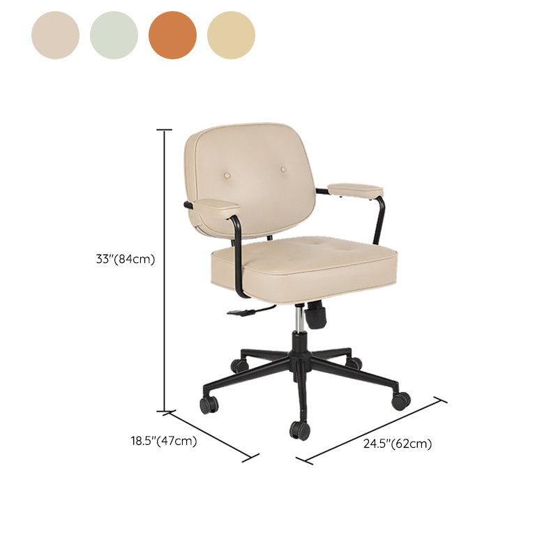 Padded Arms Desk Chair Modern No Distressing Leather Ergonomic Chair with Wheels Clearhalo 'furn' 'furn_office_chair' 'Furniture' 'Office Chairs' 'Office Furniture' 'office_chair' 6876311