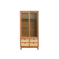 Modern Solid Wood Wardrobe Cabinet 2 Sliding Doors Sliding with Drawer Cherry Wood Glass Clearhalo 'Armoires & Wardrobes' 'armoires_wardrobes' 'Bedroom Furniture' 'furn' 'furn_armoires_wardrobes' 'Furniture' 6877465