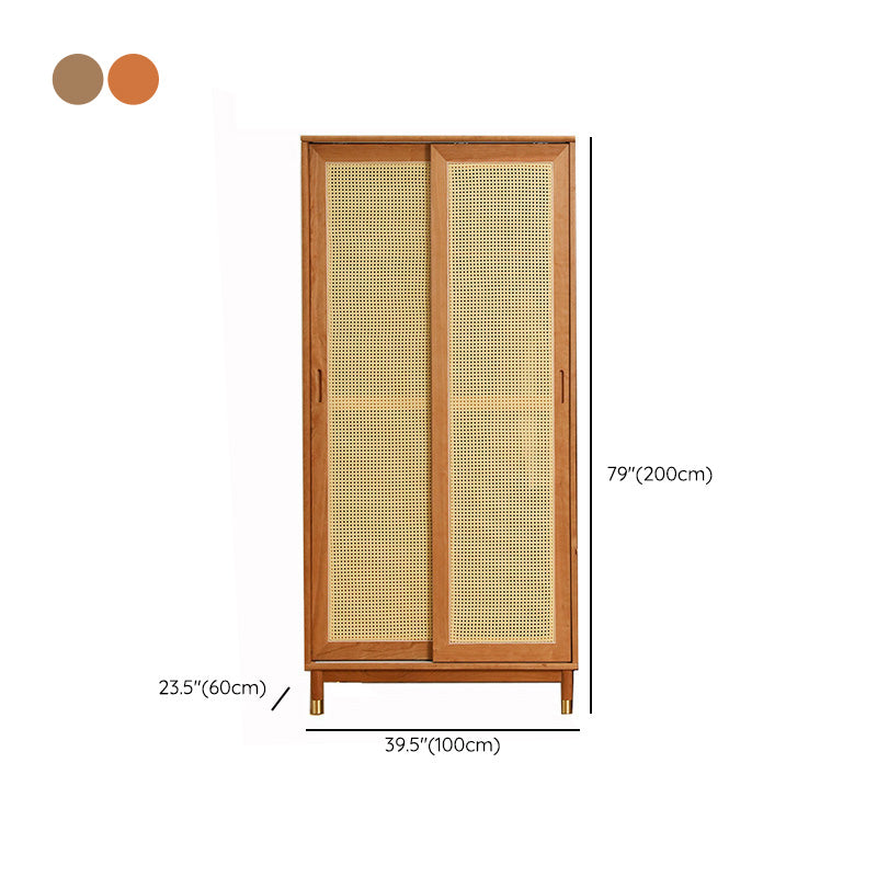 Modern Solid Wood Wardrobe Cabinet 2 Sliding Doors Sliding with Drawer Clearhalo 'Armoires & Wardrobes' 'armoires_wardrobes' 'Bedroom Furniture' 'furn' 'furn_armoires_wardrobes' 'Furniture' 6877477