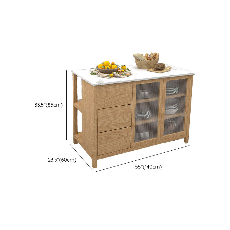 Contemporary Kitchen Island Table Dining Room Prep Table with Storage ...