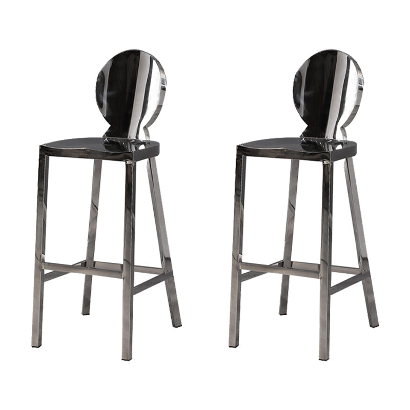 Industrial Style Counter Stool Silver Metal Bar Stool for Living Room