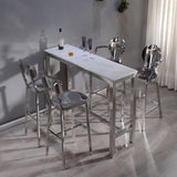 Industrial Style Counter Stool Silver Metal Bar Stool for Living Room