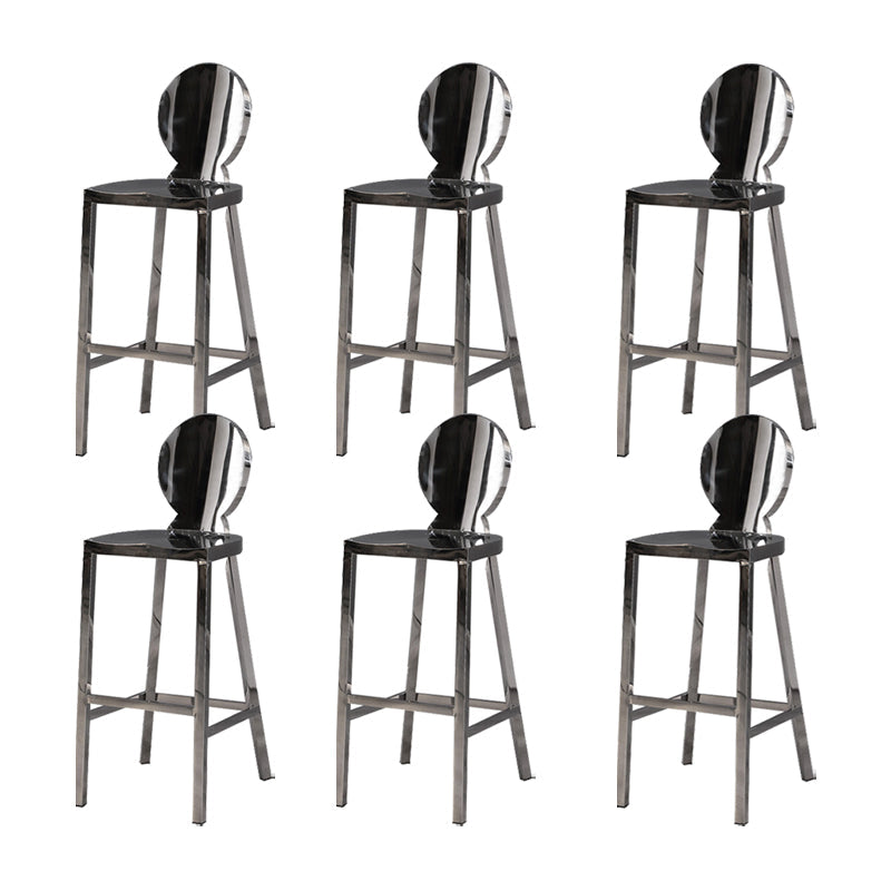 Industrial Style Counter Stool Silver Metal Bar Stool for Living Room