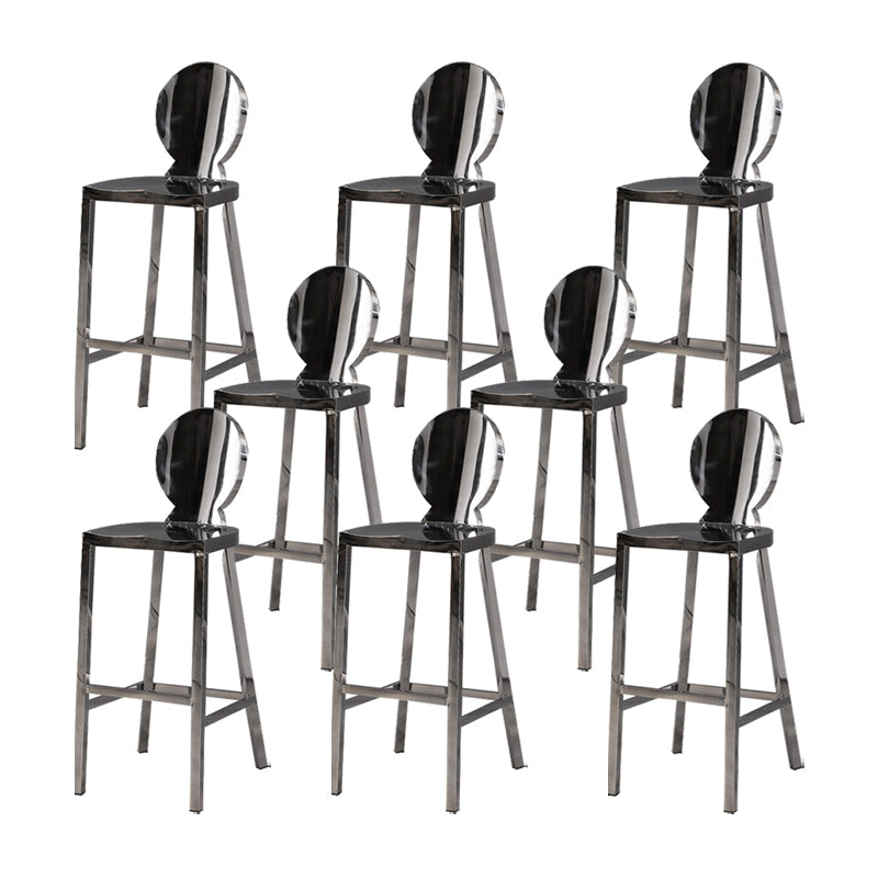 Industrial Style Counter Stool Silver Metal Bar Stool for Living Room