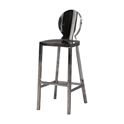 Industrial Style Counter Stool Silver Metal Bar Stool for Living Room