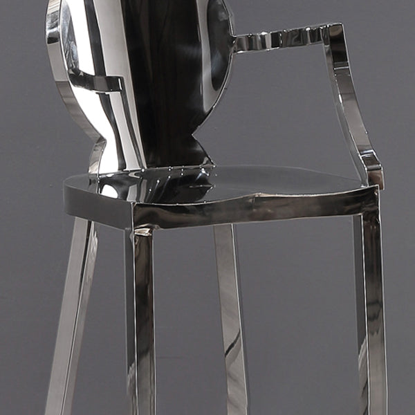 Industrial Style Counter Stool Silver Metal Bar Stool for Living Room