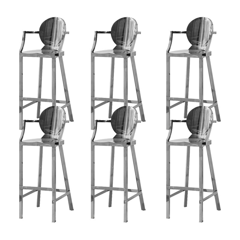 Industrial Style Counter Stool Silver Metal Bar Stool for Living Room