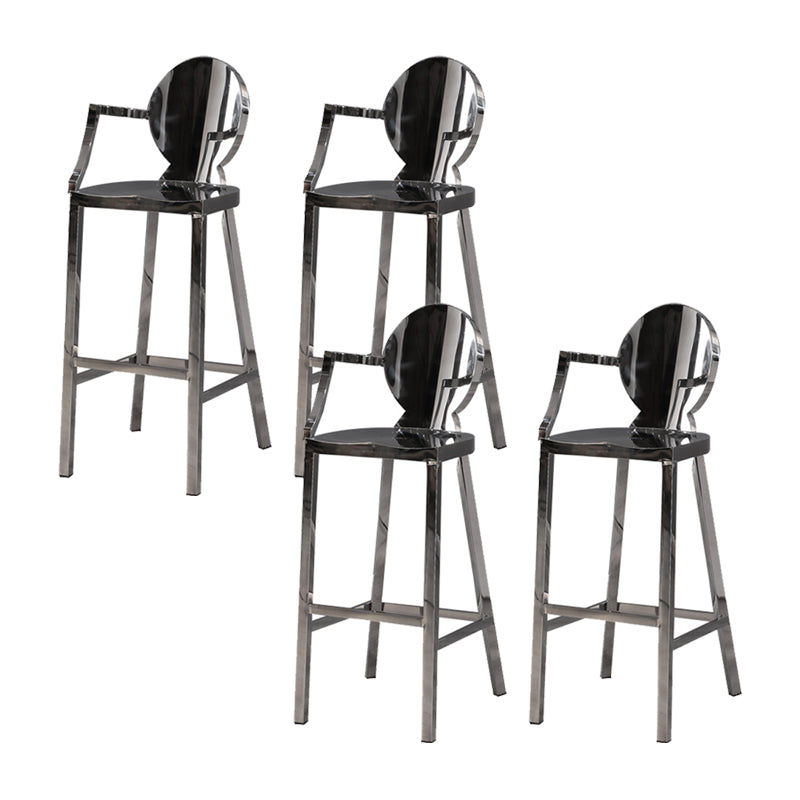 Industrial Style Counter Stool Silver Metal Bar Stool for Living Room