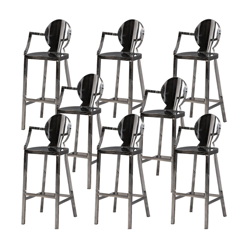 Industrial Style Counter Stool Silver Metal Bar Stool for Living Room