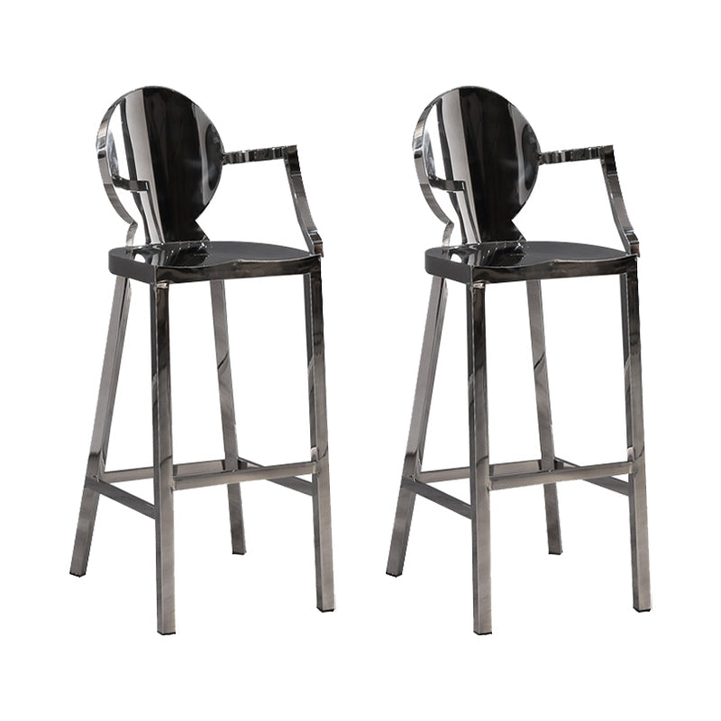 Industrial Style Counter Stool Silver Metal Bar Stool for Living Room