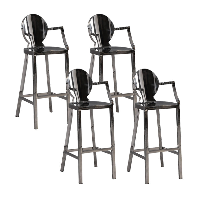 Industrial Style Counter Stool Silver Metal Bar Stool for Living Room