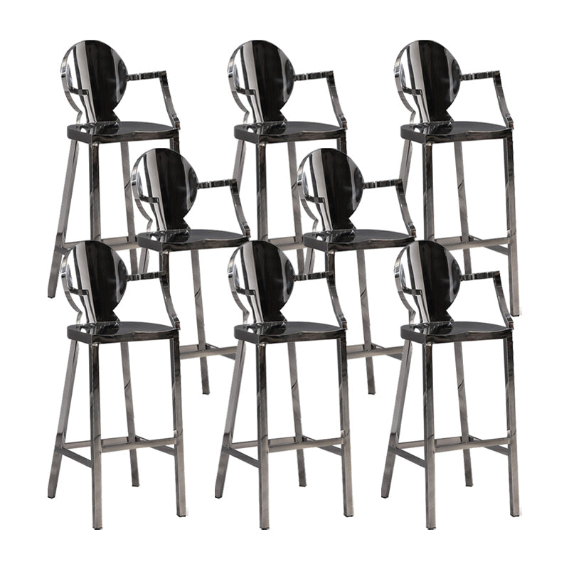 Industrial Style Counter Stool Silver Metal Bar Stool for Living Room