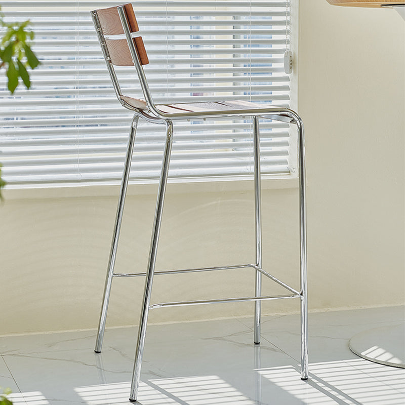 Modern Style Counter Stool Wood Saddle Seat Bar Stool with Metal Base Clearhalo 'Bar Furniture' 'Bar Stools' 'bar_stools' 'furn' 'furn_bar_stools' 'Furniture' 'Kitchen & Dining Furniture' 6877735