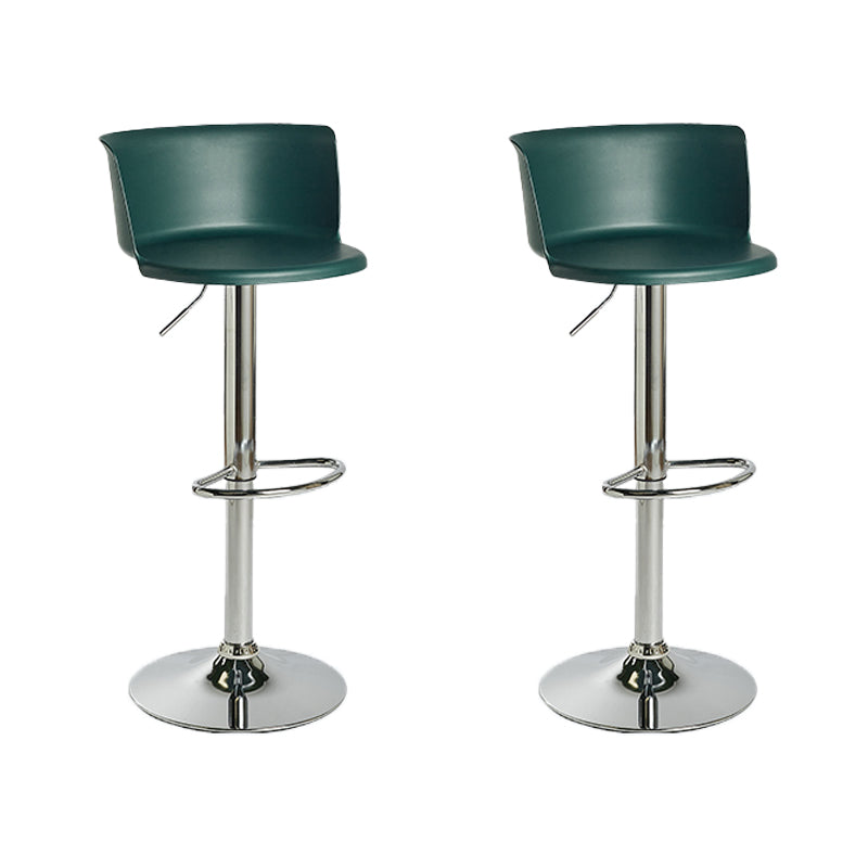Industrial Style Armless Counter Stool Adjustable Height Bar Stool with Metal Base Blackish Green 2 Piece Set Non-Upholstered Clearhalo 'Bar Furniture' 'Bar Stools' 'bar_stools' 'furn' 'furn_bar_stools' 'Furniture' 'Kitchen & Dining Furniture' 6877800