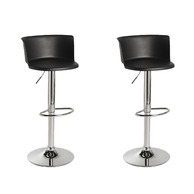 Industrial Style Armless Counter Stool Adjustable Height Bar Stool with Metal Base Black 2 Piece Set Non-Upholstered Clearhalo 'Bar Furniture' 'Bar Stools' 'bar_stools' 'furn' 'furn_bar_stools' 'Furniture' 'Kitchen & Dining Furniture' 6877801