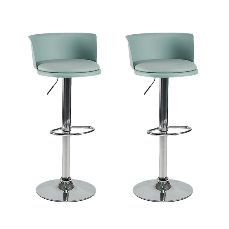 Industrial Style Armless Counter Stool Adjustable Height Bar Stool with Metal Base Green 2 Piece Set Upholstered Clearhalo 'Bar Furniture' 'Bar Stools' 'bar_stools' 'furn' 'furn_bar_stools' 'Furniture' 'Kitchen & Dining Furniture' 6877804