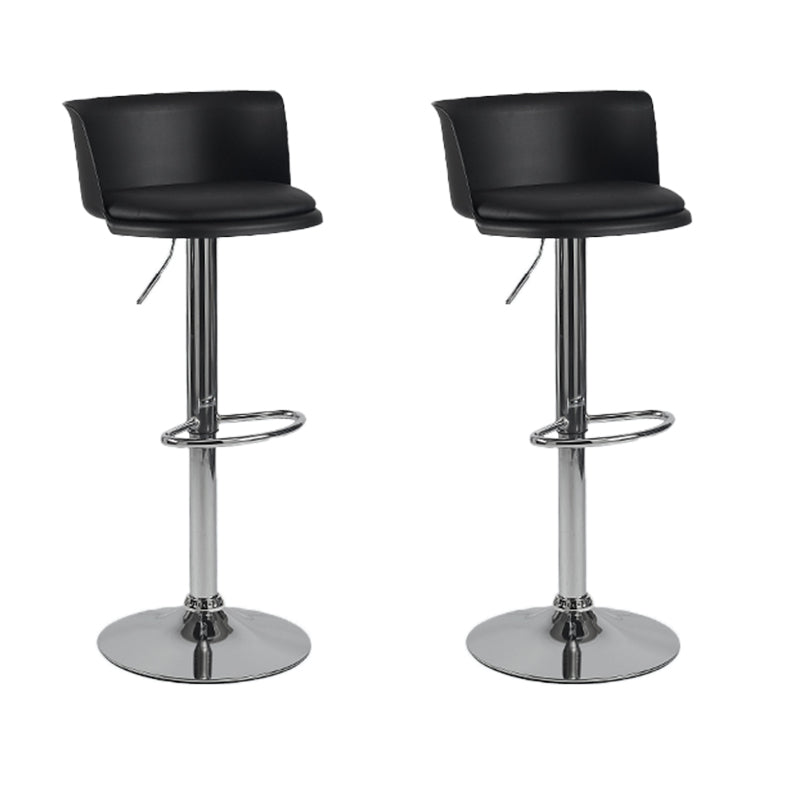 Industrial Style Armless Counter Stool Adjustable Height Bar Stool with Metal Base Black 2 Piece Set Upholstered Clearhalo 'Bar Furniture' 'Bar Stools' 'bar_stools' 'furn' 'furn_bar_stools' 'Furniture' 'Kitchen & Dining Furniture' 6877805