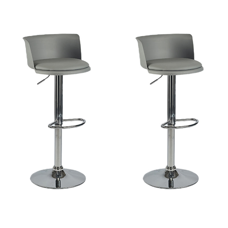 Industrial Style Armless Counter Stool Adjustable Height Bar Stool with Metal Base Grey 2 Piece Set Upholstered Clearhalo 'Bar Furniture' 'Bar Stools' 'bar_stools' 'furn' 'furn_bar_stools' 'Furniture' 'Kitchen & Dining Furniture' 6877806