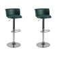Industrial Style Armless Counter Stool Adjustable Height Bar Stool with Metal Base Blackish Green 2 Piece Set Upholstered Clearhalo 'Bar Furniture' 'Bar Stools' 'bar_stools' 'furn' 'furn_bar_stools' 'Furniture' 'Kitchen & Dining Furniture' 6877807
