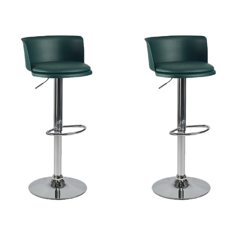 Industrial Style Armless Counter Stool Adjustable Height Bar Stool with Metal Base Blackish Green 2 Piece Set Upholstered Clearhalo 'Bar Furniture' 'Bar Stools' 'bar_stools' 'furn' 'furn_bar_stools' 'Furniture' 'Kitchen & Dining Furniture' 6877807