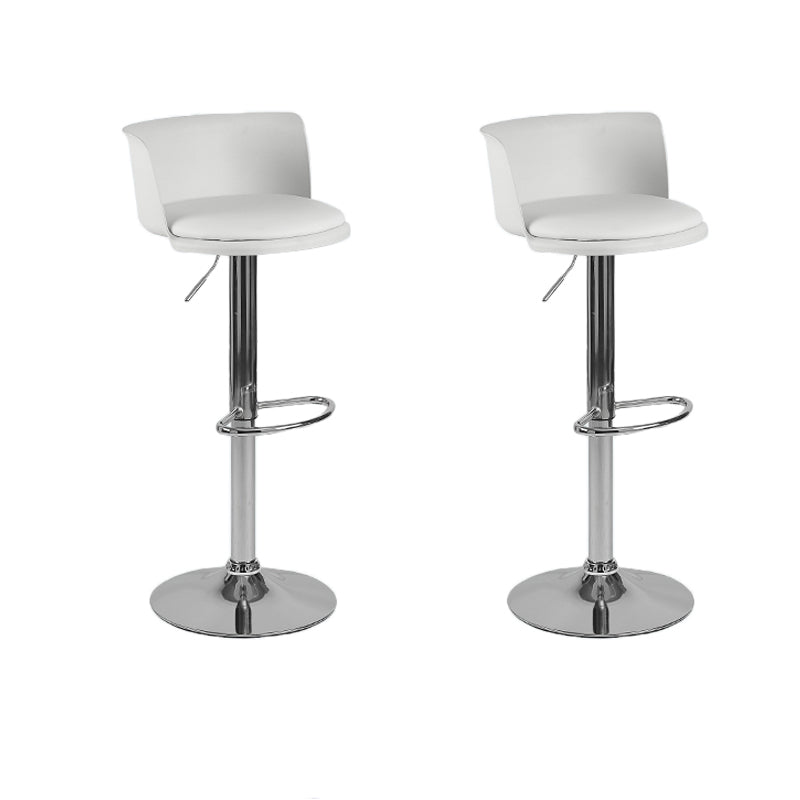 Industrial Style Armless Counter Stool Adjustable Height Bar Stool with Metal Base White 2 Piece Set Upholstered Clearhalo 'Bar Furniture' 'Bar Stools' 'bar_stools' 'furn' 'furn_bar_stools' 'Furniture' 'Kitchen & Dining Furniture' 6877808