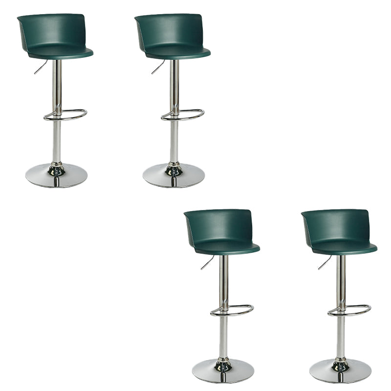 Industrial Style Armless Counter Stool Adjustable Height Bar Stool with Metal Base Blackish Green 4 Piece Set Non-Upholstered Clearhalo 'Bar Furniture' 'Bar Stools' 'bar_stools' 'furn' 'furn_bar_stools' 'Furniture' 'Kitchen & Dining Furniture' 6877810