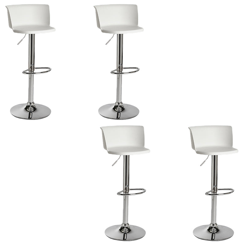 Industrial Style Armless Counter Stool Adjustable Height Bar Stool with Metal Base White 4 Piece Set Non-Upholstered Clearhalo 'Bar Furniture' 'Bar Stools' 'bar_stools' 'furn' 'furn_bar_stools' 'Furniture' 'Kitchen & Dining Furniture' 6877812