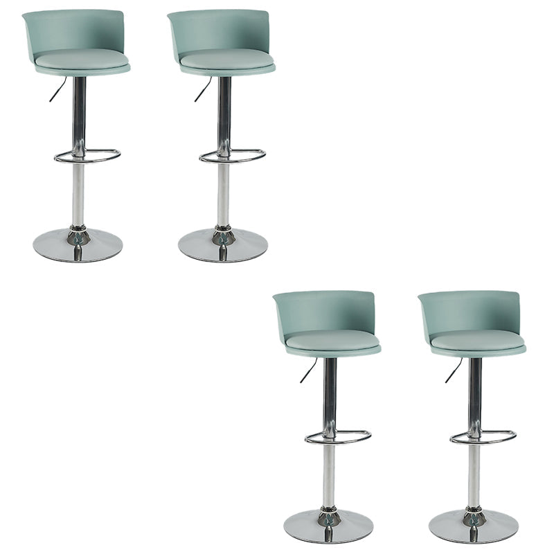 Industrial Style Armless Counter Stool Adjustable Height Bar Stool with Metal Base Green 4 Piece Set Upholstered Clearhalo 'Bar Furniture' 'Bar Stools' 'bar_stools' 'furn' 'furn_bar_stools' 'Furniture' 'Kitchen & Dining Furniture' 6877814