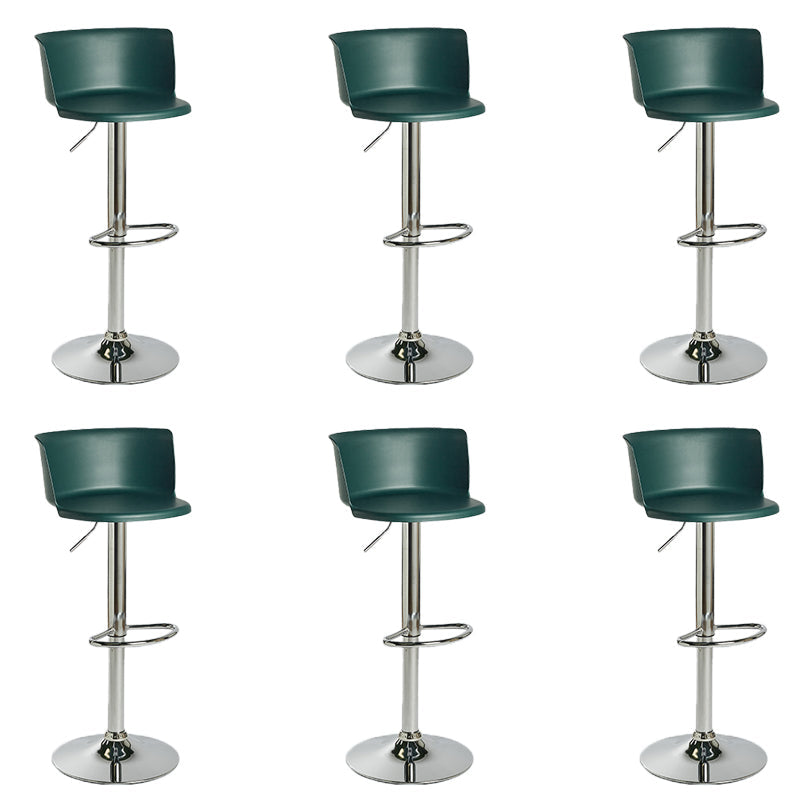 Industrial Style Armless Counter Stool Adjustable Height Bar Stool with Metal Base Blackish Green 6 Piece Set Non-Upholstered Clearhalo 'Bar Furniture' 'Bar Stools' 'bar_stools' 'furn' 'furn_bar_stools' 'Furniture' 'Kitchen & Dining Furniture' 6877820