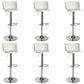 Industrial Style Armless Counter Stool Adjustable Height Bar Stool with Metal Base White 6 Piece Set Non-Upholstered Clearhalo 'Bar Furniture' 'Bar Stools' 'bar_stools' 'furn' 'furn_bar_stools' 'Furniture' 'Kitchen & Dining Furniture' 6877822