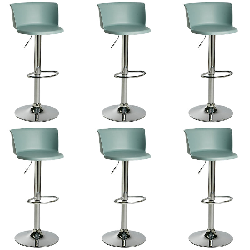 Industrial Style Armless Counter Stool Adjustable Height Bar Stool with Metal Base Green 6 Piece Set Non-Upholstered Clearhalo 'Bar Furniture' 'Bar Stools' 'bar_stools' 'furn' 'furn_bar_stools' 'Furniture' 'Kitchen & Dining Furniture' 6877823
