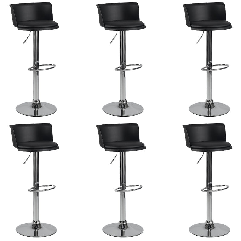 Industrial Style Armless Counter Stool Adjustable Height Bar Stool with Metal Base Black 6 Piece Set Upholstered Clearhalo 'Bar Furniture' 'Bar Stools' 'bar_stools' 'furn' 'furn_bar_stools' 'Furniture' 'Kitchen & Dining Furniture' 6877825