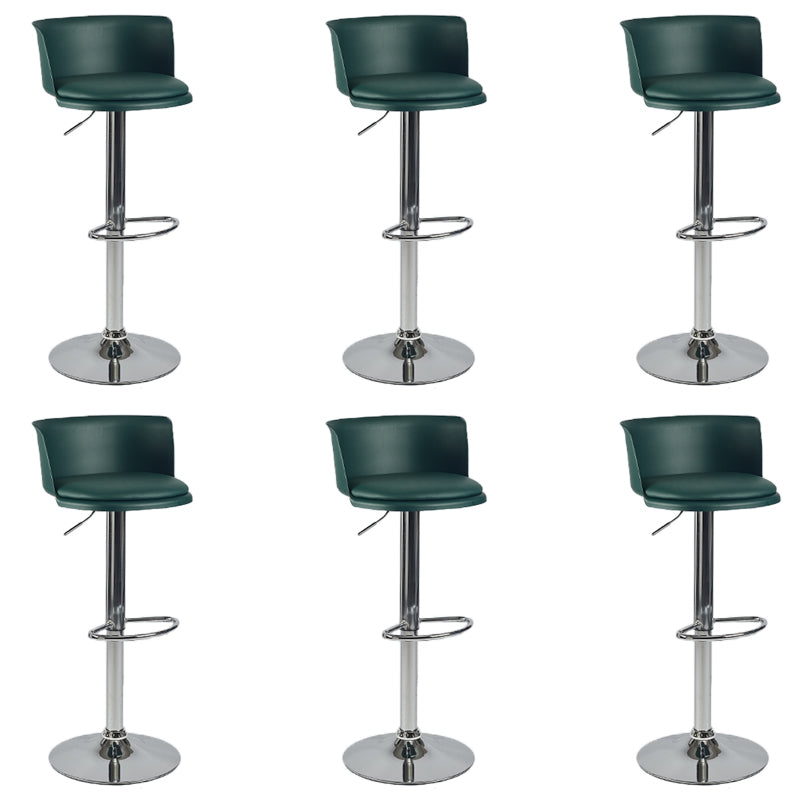 Industrial Style Armless Counter Stool Adjustable Height Bar Stool with Metal Base Blackish Green 6 Piece Set Upholstered Clearhalo 'Bar Furniture' 'Bar Stools' 'bar_stools' 'furn' 'furn_bar_stools' 'Furniture' 'Kitchen & Dining Furniture' 6877827