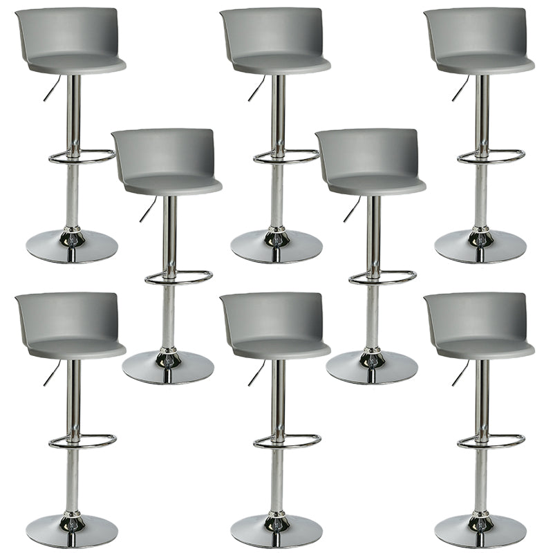 Industrial Style Armless Counter Stool Adjustable Height Bar Stool with Metal Base Grey 8 Piece Set Non-Upholstered Clearhalo 'Bar Furniture' 'Bar Stools' 'bar_stools' 'furn' 'furn_bar_stools' 'Furniture' 'Kitchen & Dining Furniture' 6877829