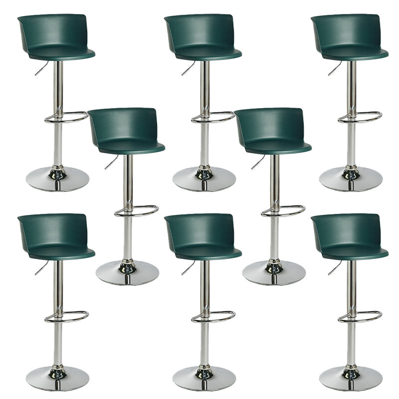 Industrial Style Armless Counter Stool Adjustable Height Bar Stool with Metal Base Blackish Green 8 Piece Set Non-Upholstered Clearhalo 'Bar Furniture' 'Bar Stools' 'bar_stools' 'furn' 'furn_bar_stools' 'Furniture' 'Kitchen & Dining Furniture' 6877830